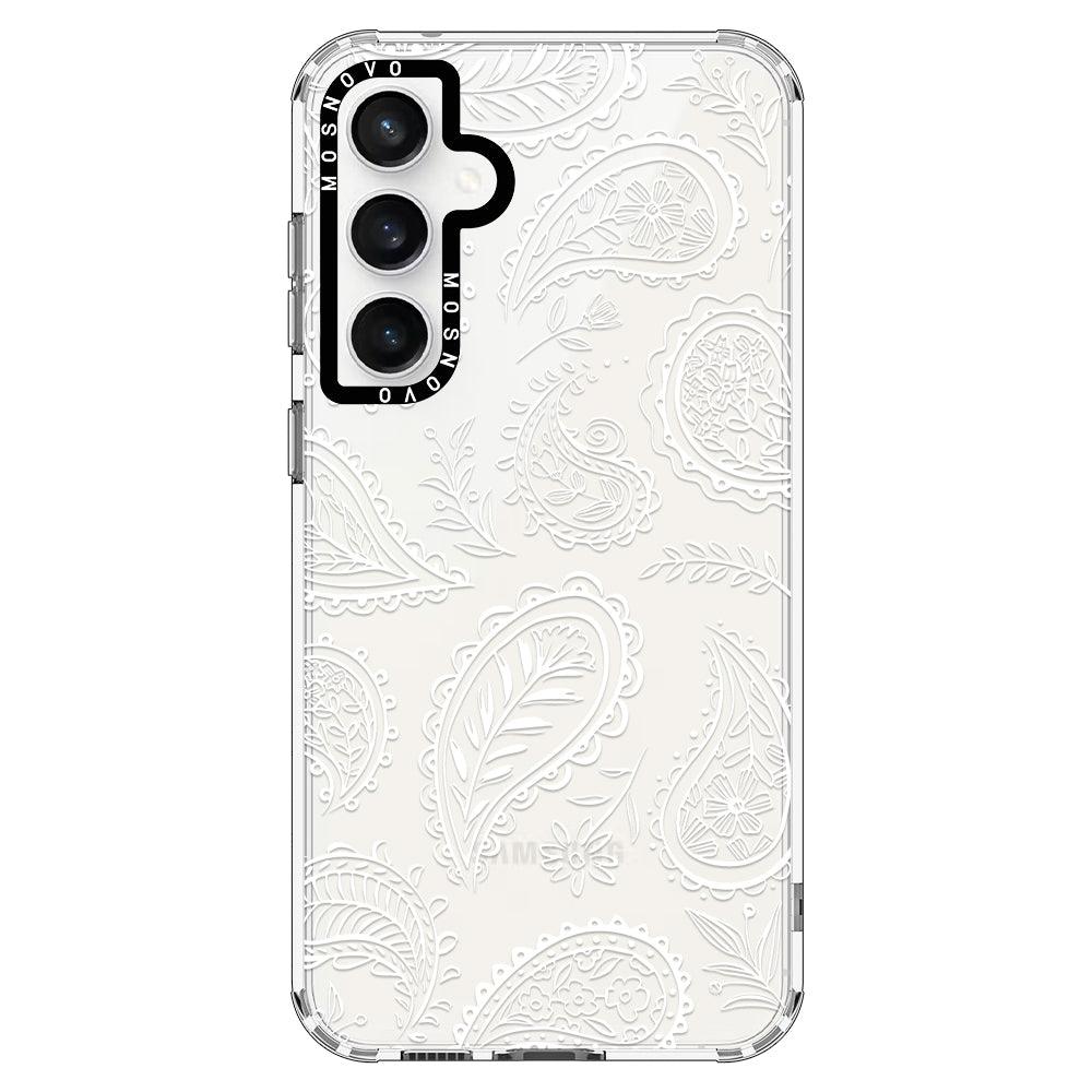 White Paisley Phone Case - Samsung Galaxy S23 FE Case