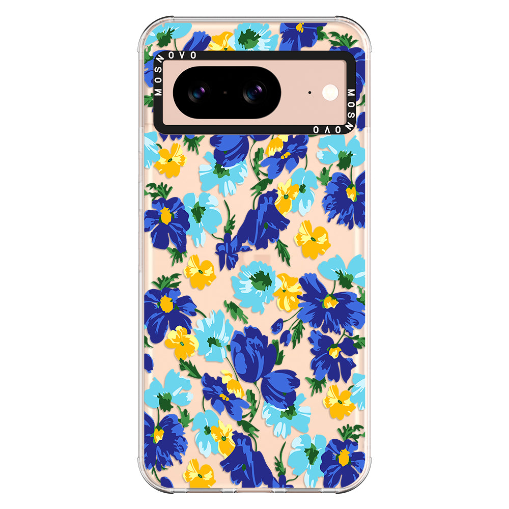 Vintage Blue Floral Phone Case - Google Pixel 8 Case - MOSNOVO