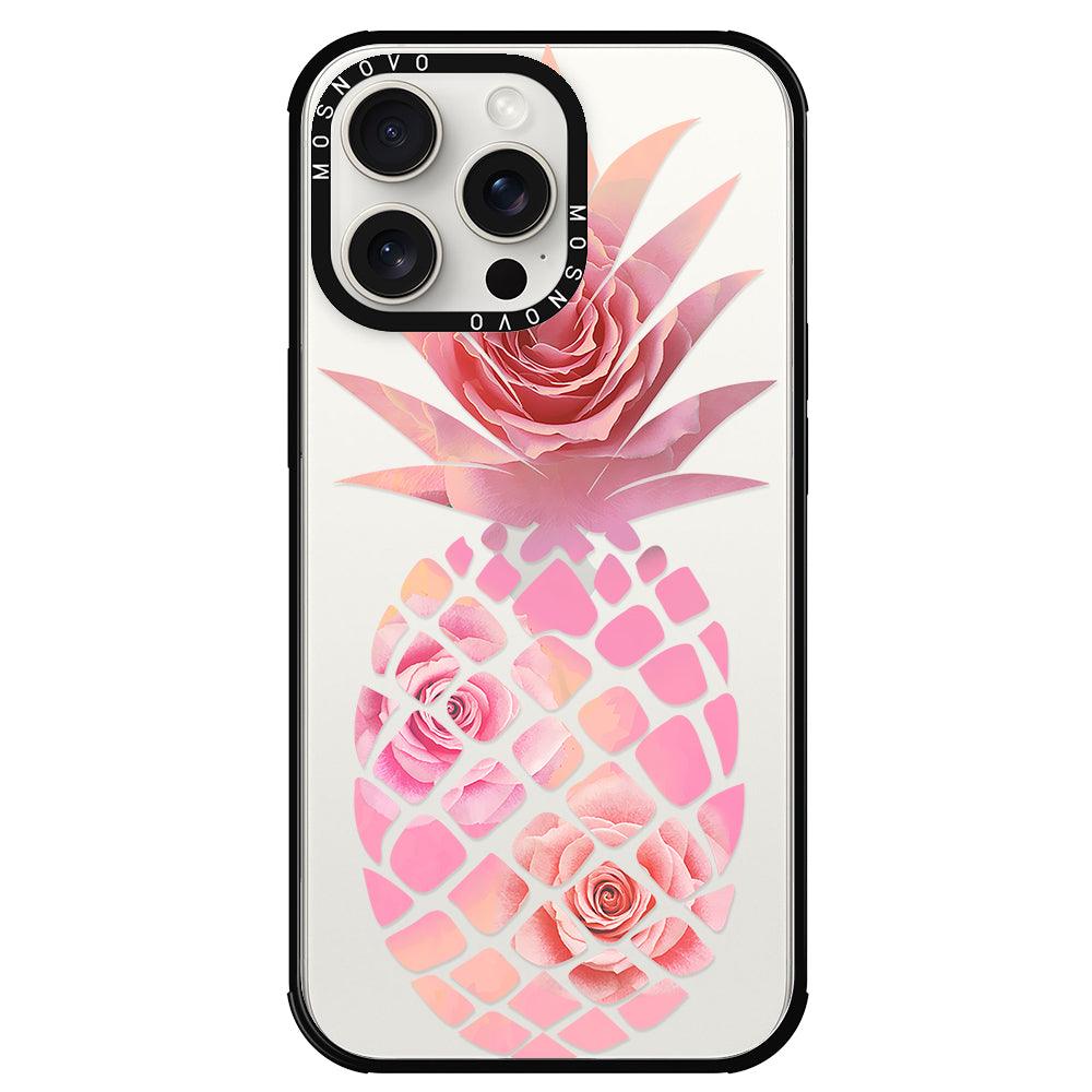 Pink Floral Pineapple Phone Case - iPhone 15 Pro Max Case - MOSNOVO