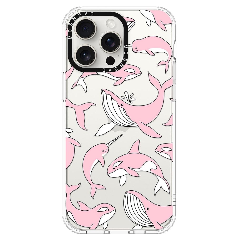 Pink Whales Phone Case - iPhone 15 Pro Max Case - MOSNOVO