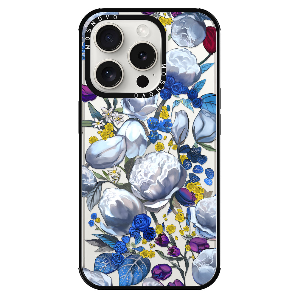 Purple Blue Floral Phone Case - iPhone 15 Pro Case - MOSNOVO