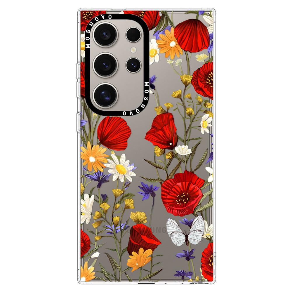 Poppy Floral Phone Case - Samsung Galaxy S24 Ultra Case - MOSNOVO