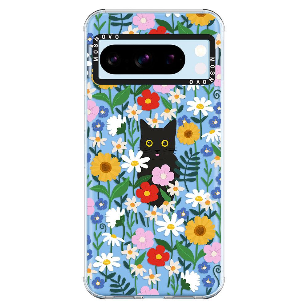 Black Cat in Garden Phone Case - Google Pixel 8 Pro Case - MOSNOVO