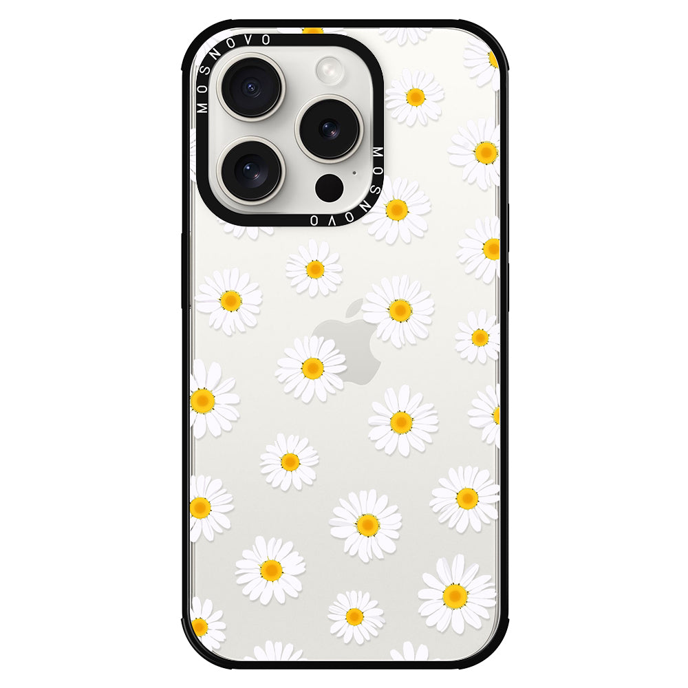 White Daisy Phone Case - iPhone 15 Pro Case - MOSNOVO