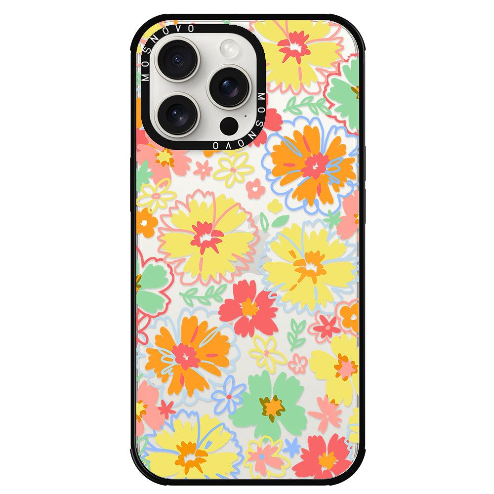 Retro Boho Hippie Flowers Phone Case - iPhone 15 Pro Max Case - MOSNOVO