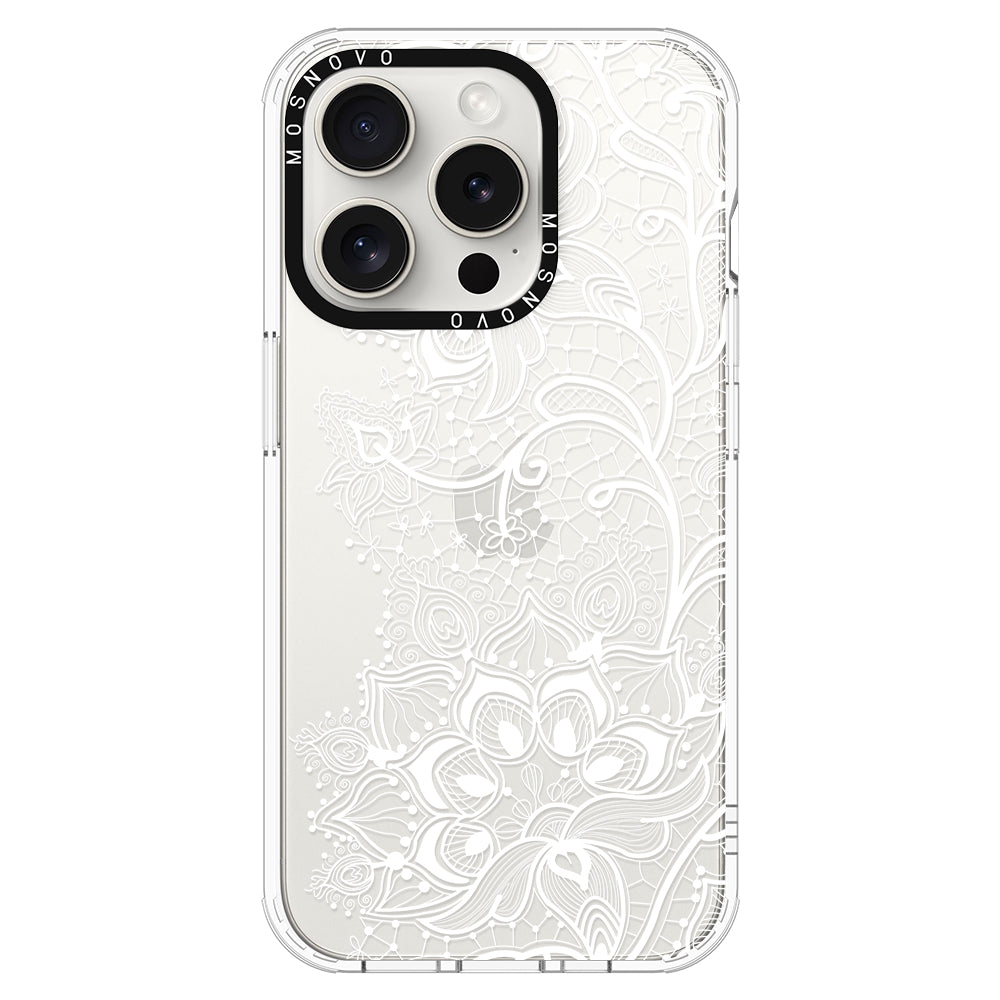 White Lotus Henna Phone Case - iPhone 15 Pro Case - MOSNOVO