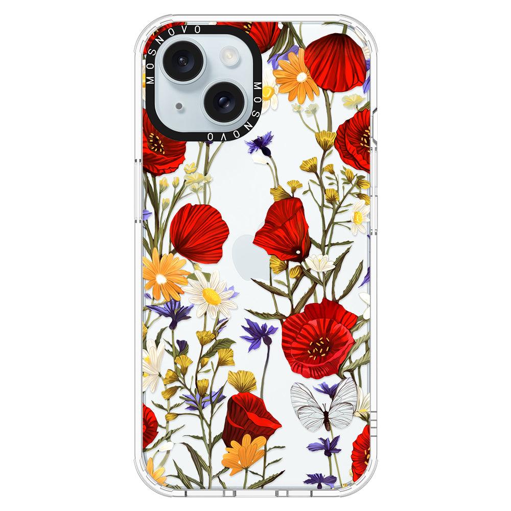 Poppy Floral Phone Case - iPhone 15 Case - MOSNOVO