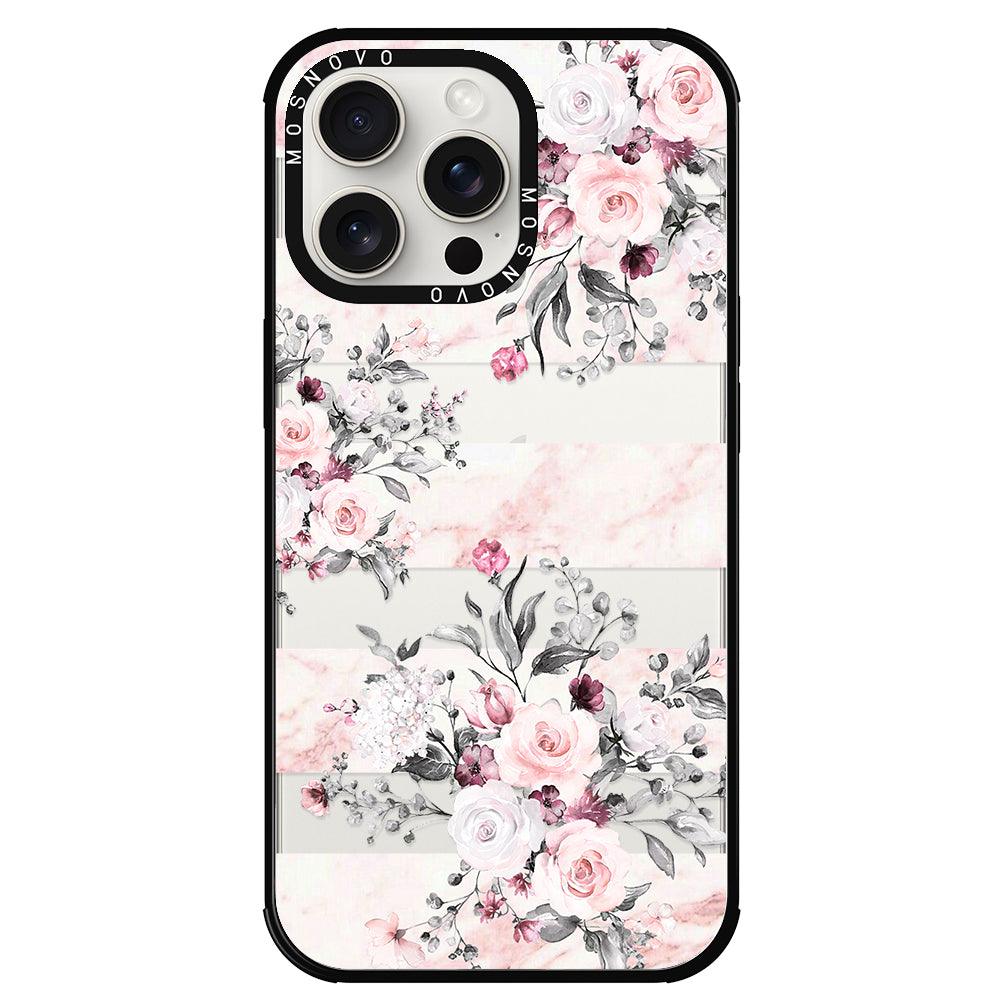 Pink Marble Flowers Phone Case - iPhone 15 Pro Max Case - MOSNOVO