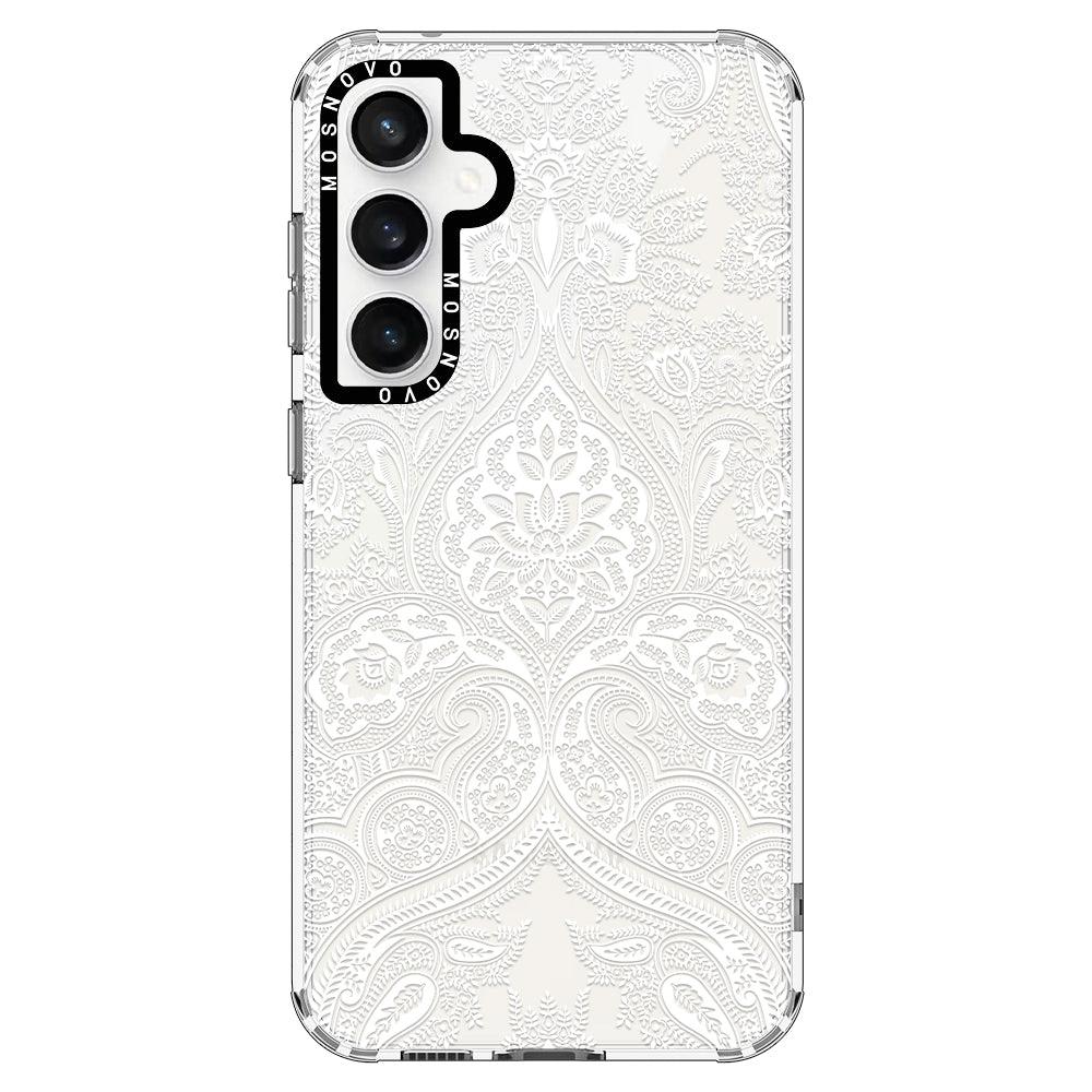 White Damask Phone Case - Samsung Galaxy S23 FE Case