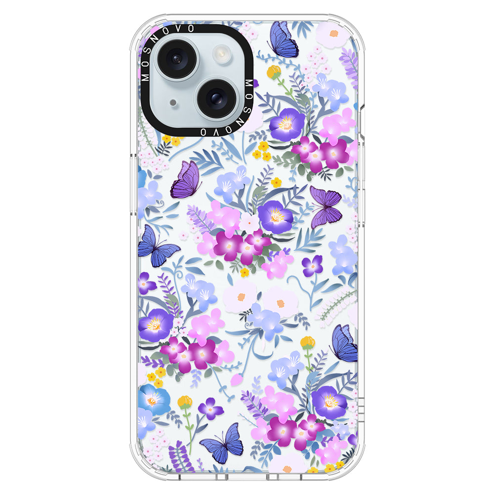 Purple Peri Nemophila Flower Phone Case - iPhone 15 Plus Case - MOSNOVO