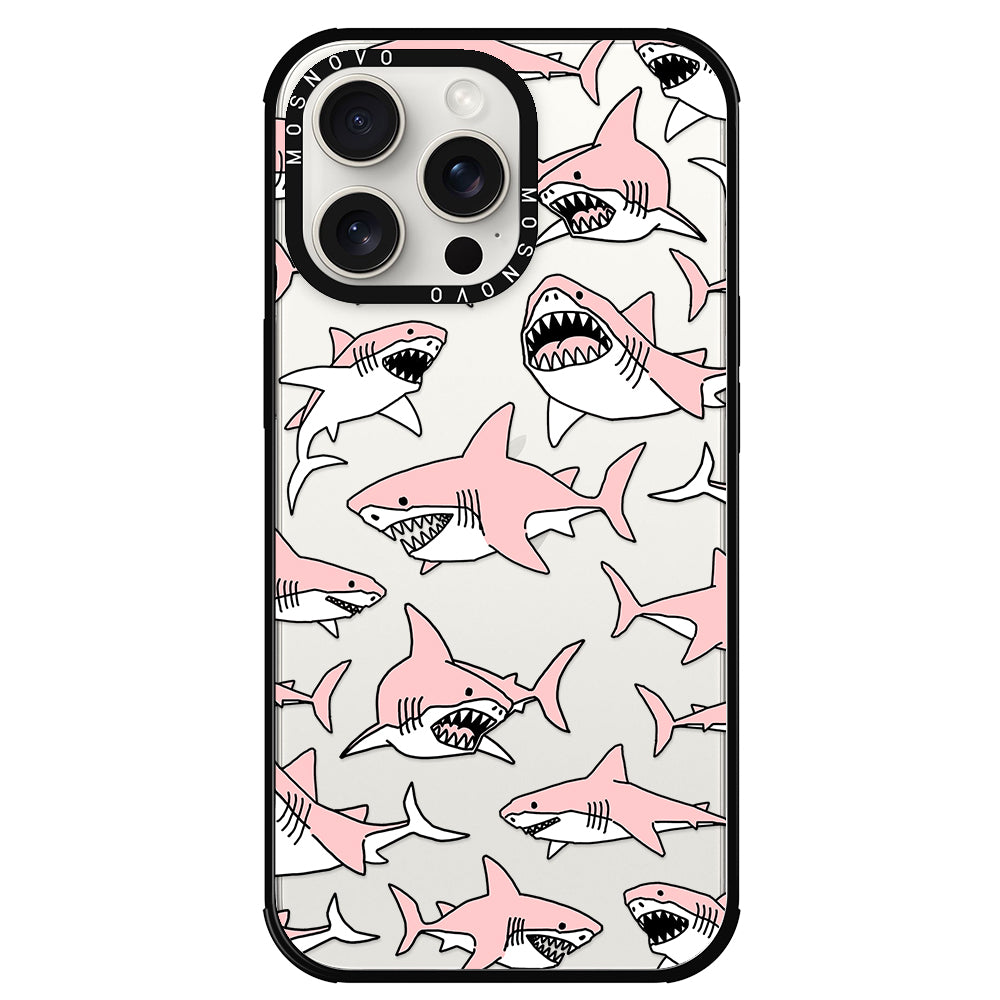 Pink Shark Phone Case - iPhone 15 Pro Max Case - MOSNOVO