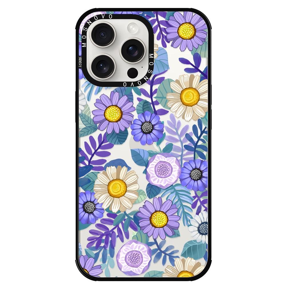 Purple Floral Phone Case - iPhone 15 Pro Max Case - MOSNOVO