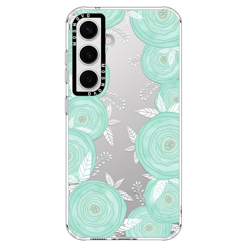 Mint Flower Phone Case - Samsung Galaxy S24 Plus Case - MOSNOVO