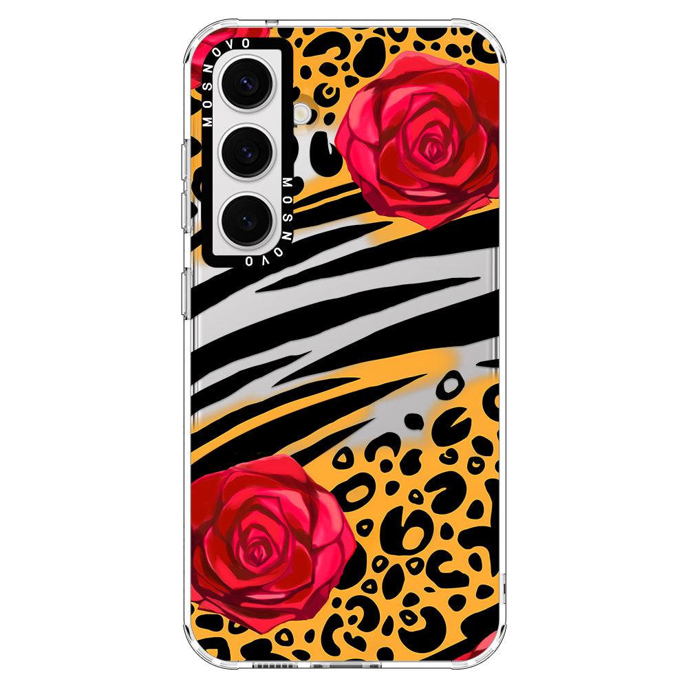 Wild Floral Leopard Phone Case - Samsung Galaxy S24 Case - MOSNOVO