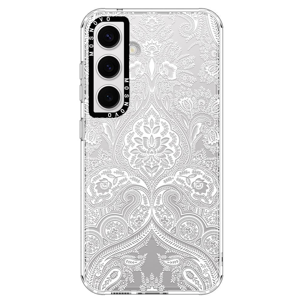 White Damask Phone Case - Samsung Galaxy S24 Plus Case - MOSNOVO