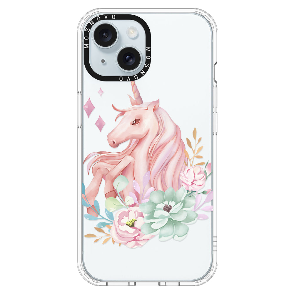 Elegant Flowers Unicorn Phone Case - iPhone 15 Case - MOSNOVO