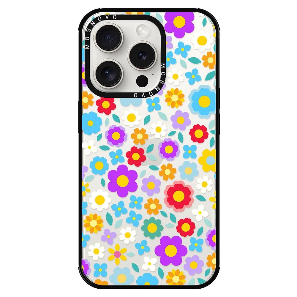 Retro Flower Phone Case - iPhone 15 Pro Case - MOSNOVO