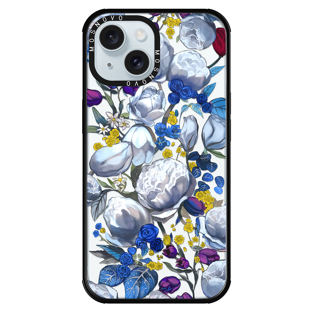 Purple Blue Floral Phone Case - iPhone 15 Plus Case - MOSNOVO