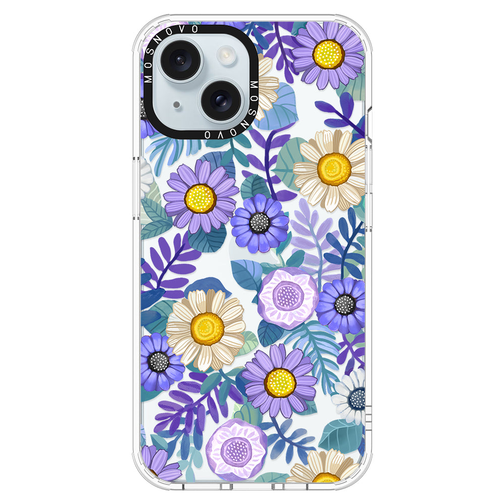 Purple Floral Phone Case - iPhone 15 Case - MOSNOVO