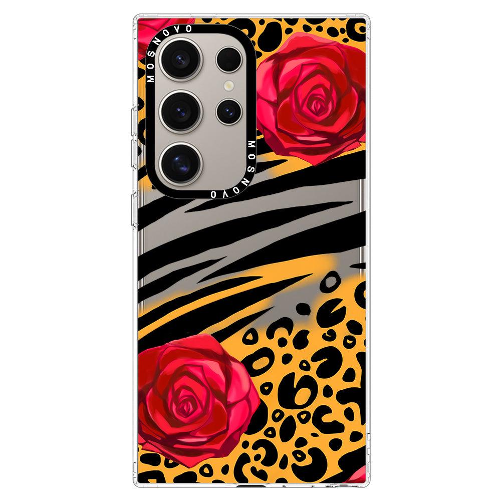 Wild Floral Leopard Phone Case - Samsung Galaxy S24 Ultra Case - MOSNOVO