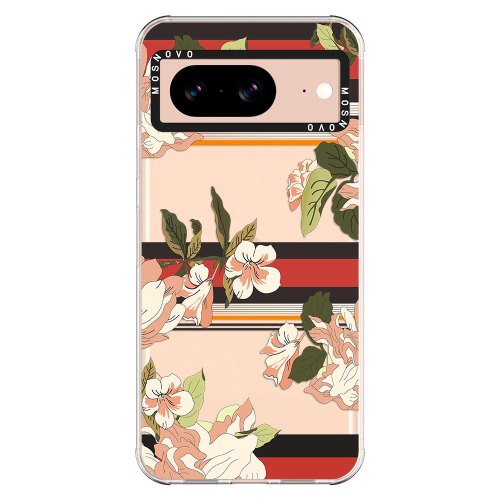 Classic Stripe Floral Phone Case - Google Pixel 8 Case - MOSNOVO