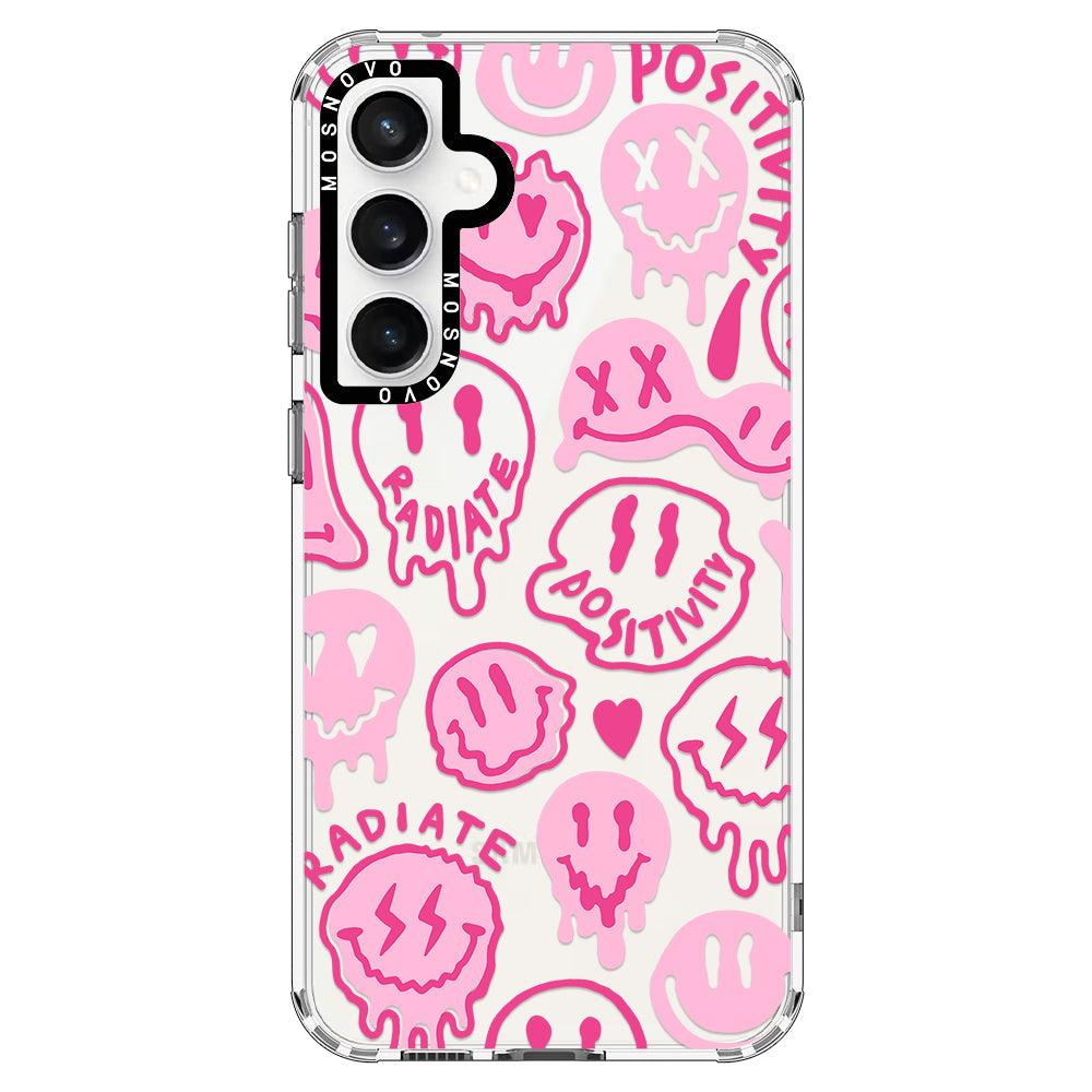 Pink Dripping Smiles Positivity Radiate Face Phone Case - Samsung Galaxy S23 FE Case