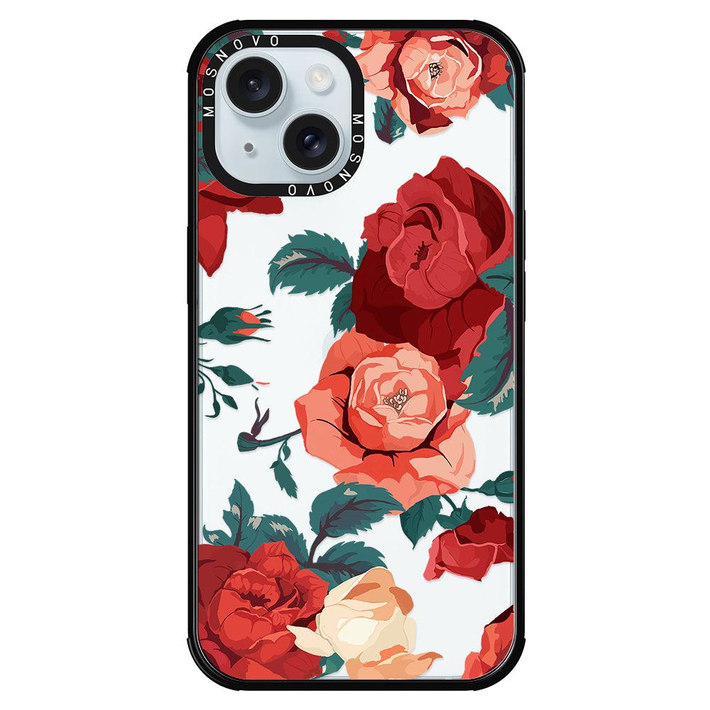 Vintage Red Rose Phone Case - iPhone 15 Plus Case - MOSNOVO