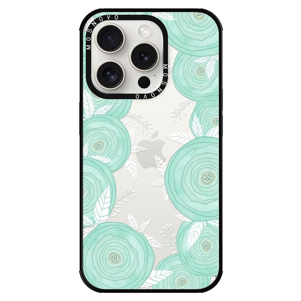 Mint Flower Phone Case - iPhone 15 Pro Case - MOSNOVO