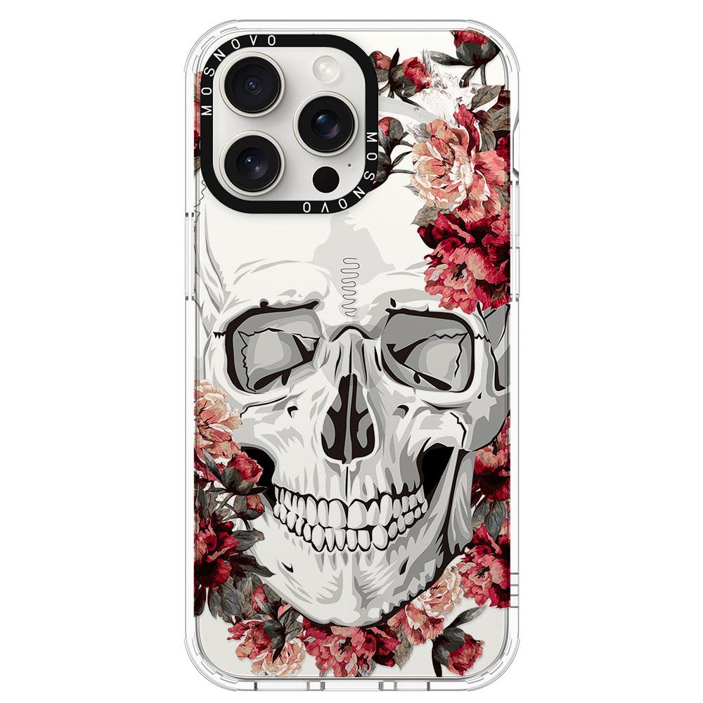 Red Flower Skull Phone Case - iPhone 15 Pro Max Case - MOSNOVO