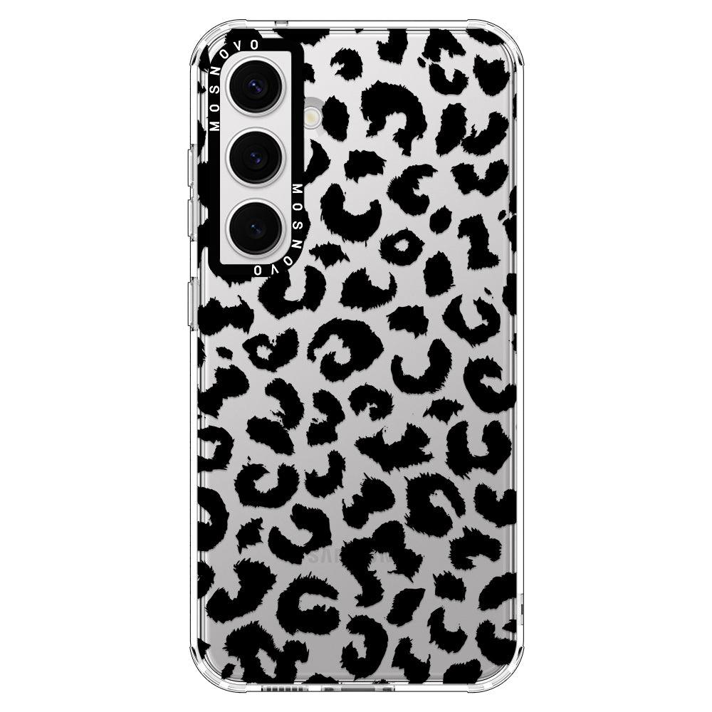 Black Leopard Print Phone Case - Samsung Galaxy S24 Plus Case - MOSNOVO