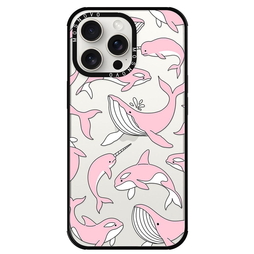 Pink Whales Phone Case - iPhone 15 Pro Max Case - MOSNOVO