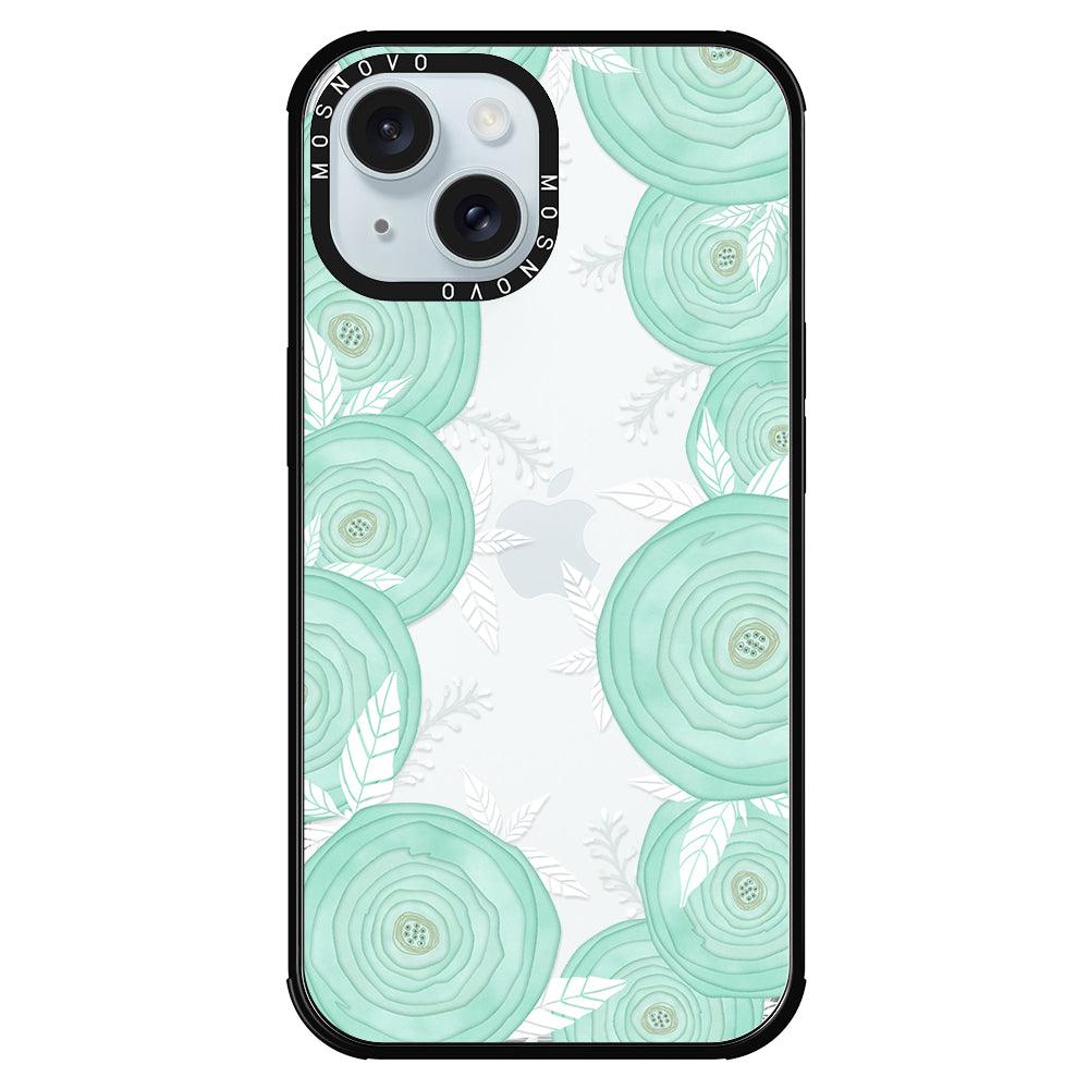 Mint Flower Phone Case - iPhone 15 Plus Case - MOSNOVO