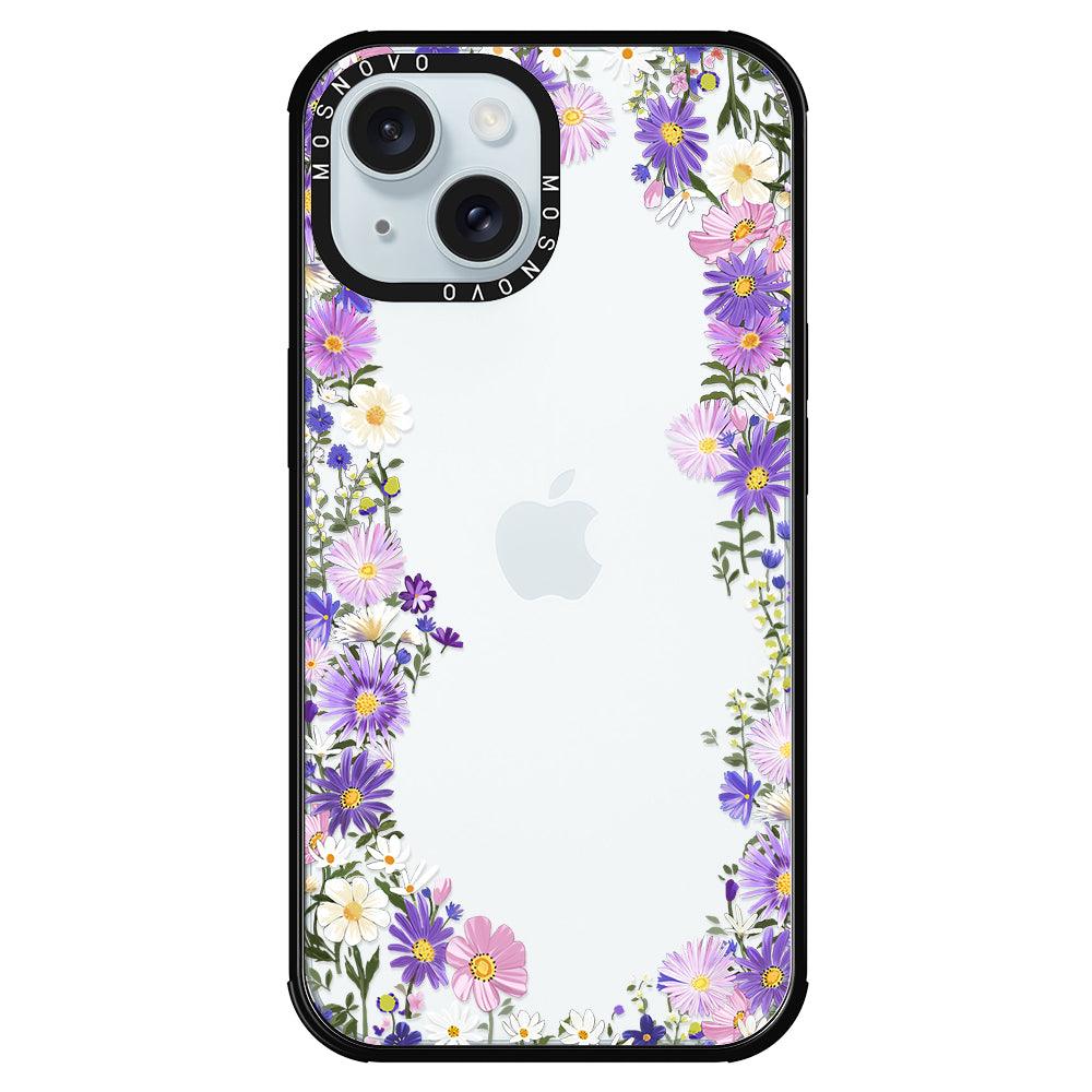 Purple Daisy Garden Phone Case - iPhone 15 Plus Case - MOSNOVO