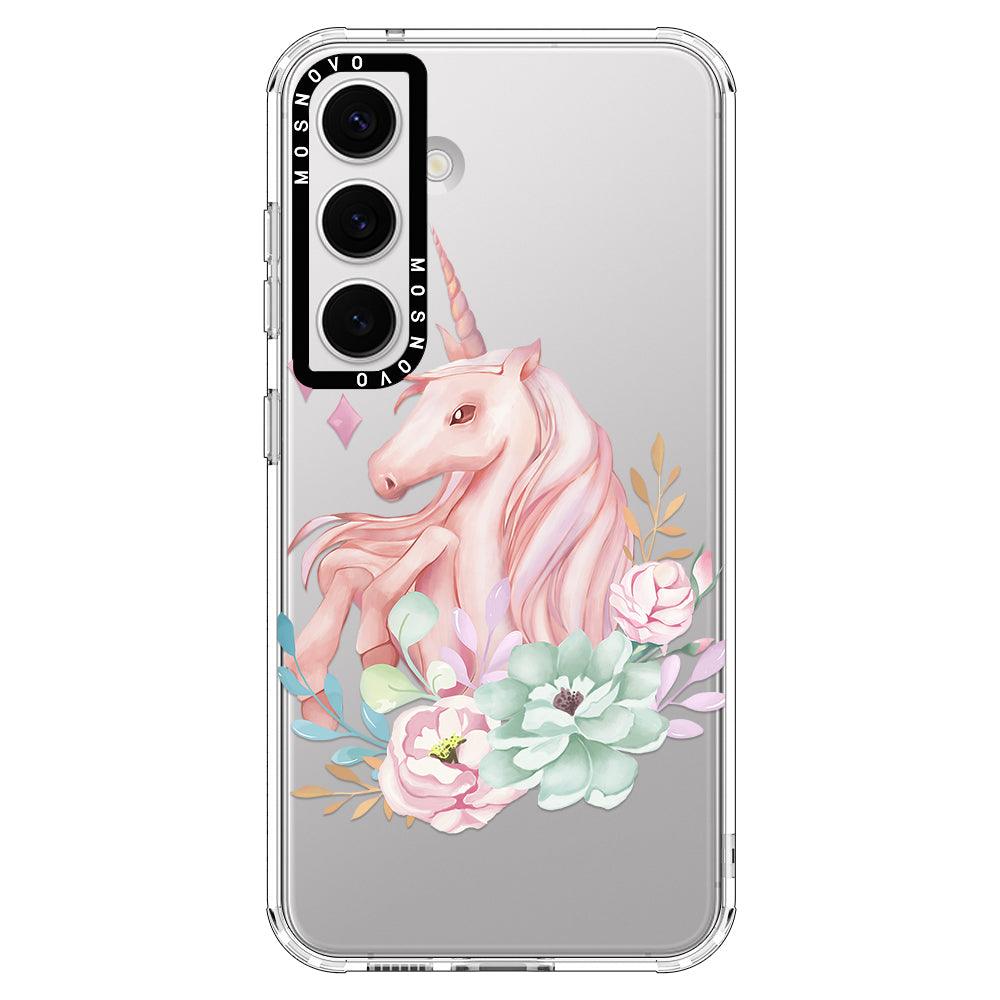 Pastel Flower Unicorn Phone Case - Samsung Galaxy S24 Plus Case - MOSNOVO