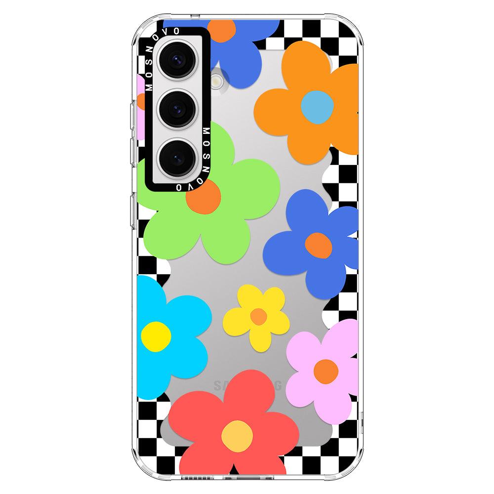 60's Checkered Floral Phone Case - Samsung Galaxy S24 Plus Case