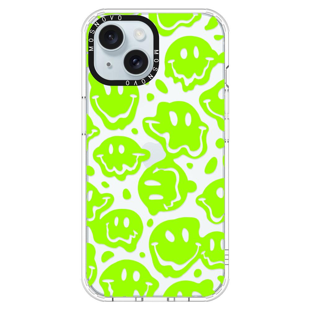 Distorted Green Smiles Face Phone Case - iPhone 15 Case - MOSNOVO