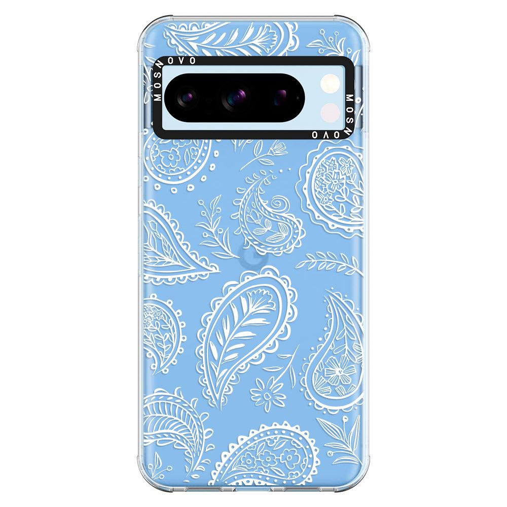 White Paisley Phone Case - Google Pixel 8 Pro Case - MOSNOVO