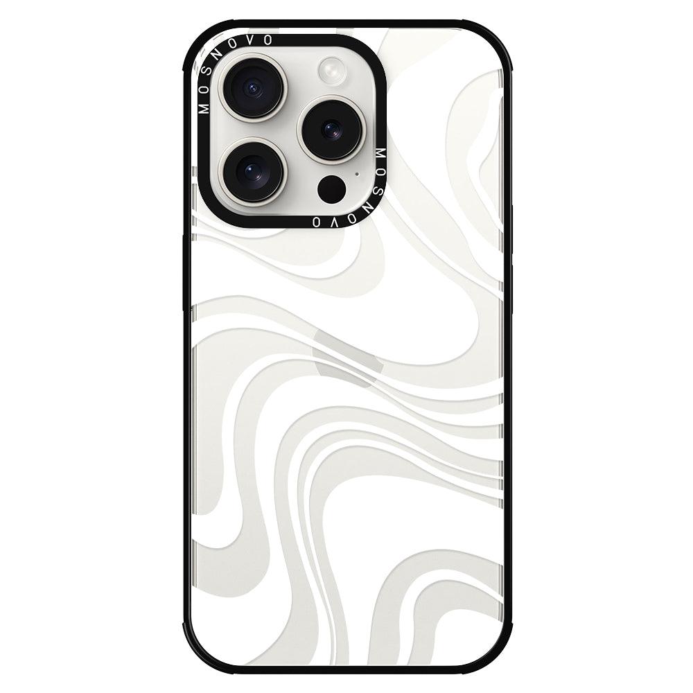 White Swirl Phone Case - iPhone 15 Pro Case - MOSNOVO