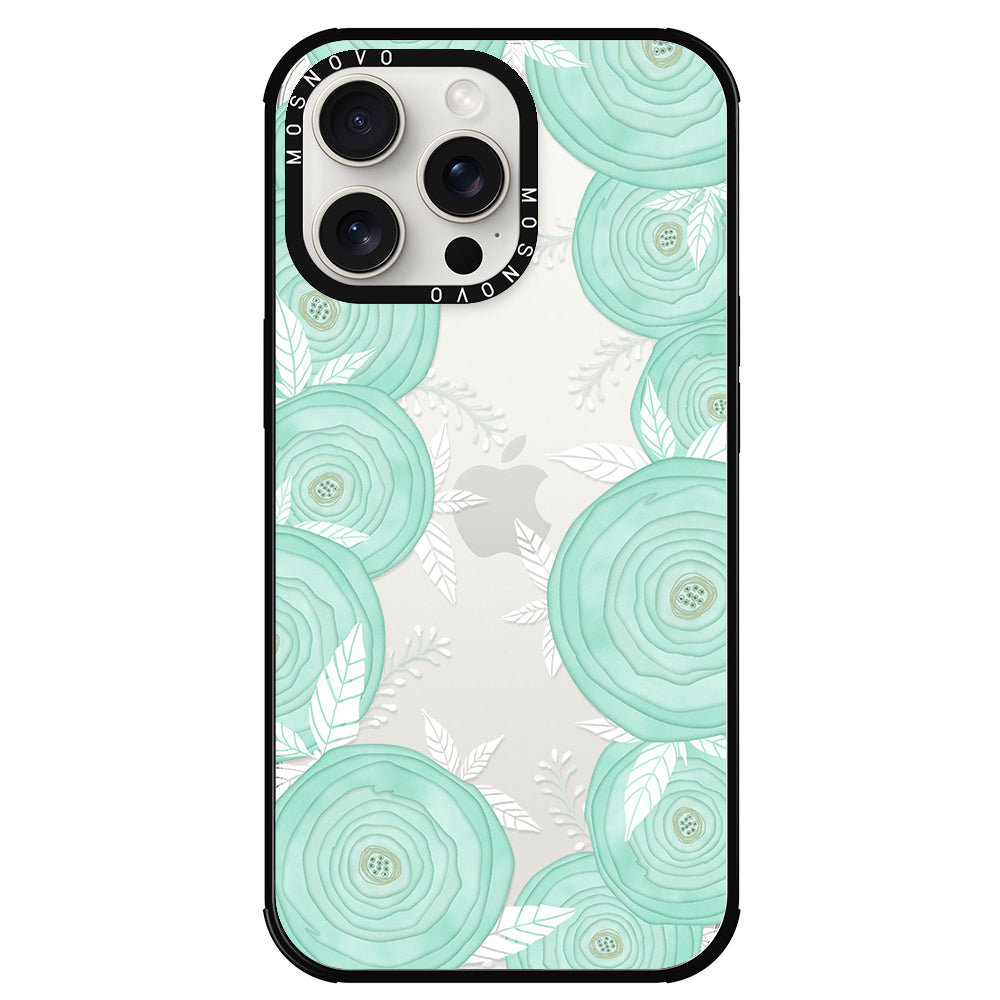 Mint Flower Phone Case - iPhone 15 Pro Max Case - MOSNOVO