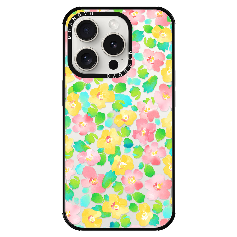 Floral Print Phone Case - iPhone 15 Pro Case - MOSNOVO