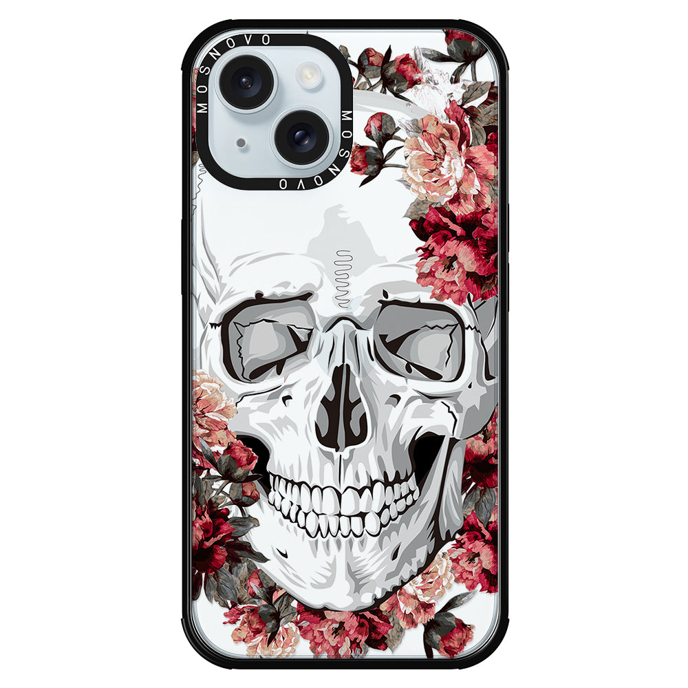 Red Flower Skull Phone Case - iPhone 15 Plus Case - MOSNOVO