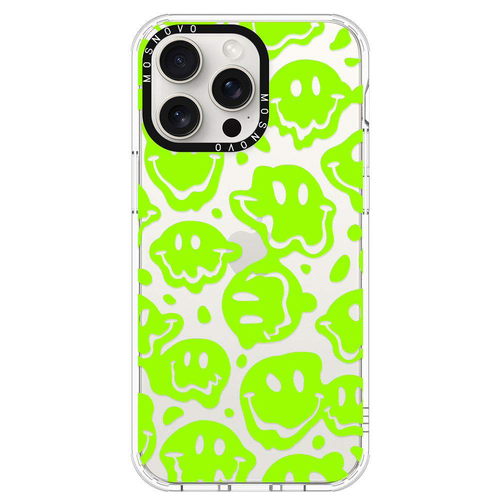 Distorted Green Smiles Face Phone Case - iPhone 15 Pro Max Case - MOSNOVO
