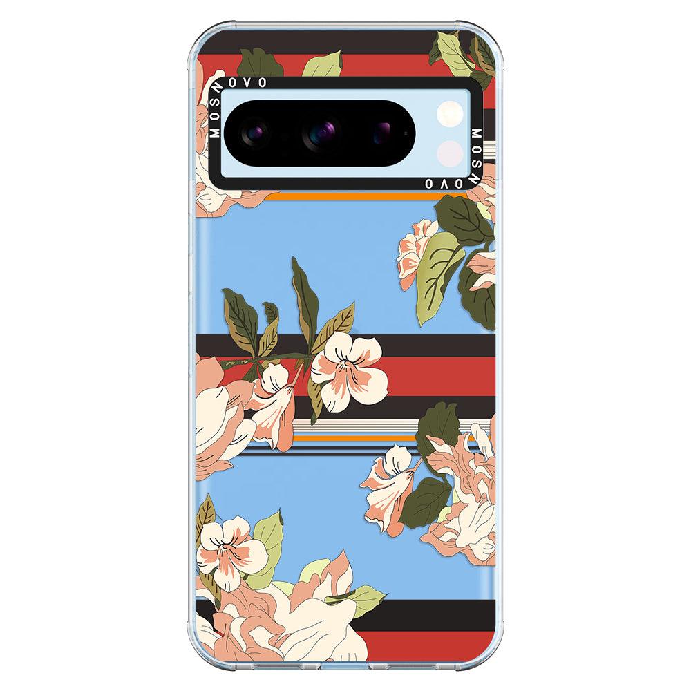 Classic Stripe Floral Phone Case - Google Pixel 8 Pro Case - MOSNOVO