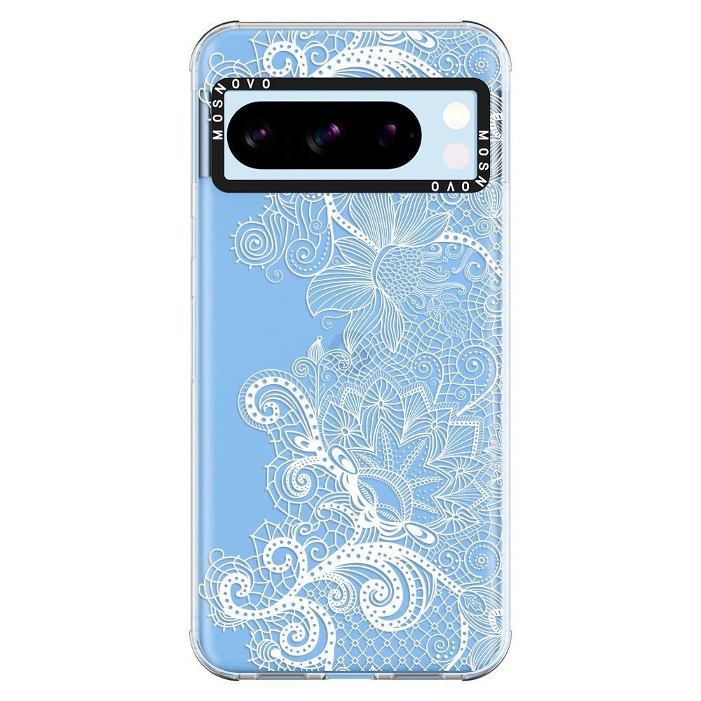 Lacy White Flower Phone Case - Google Pixel 8 Pro Case