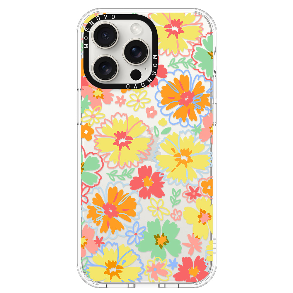 Retro Boho Hippie Flowers Phone Case - iPhone 15 Pro Max Case - MOSNOVO