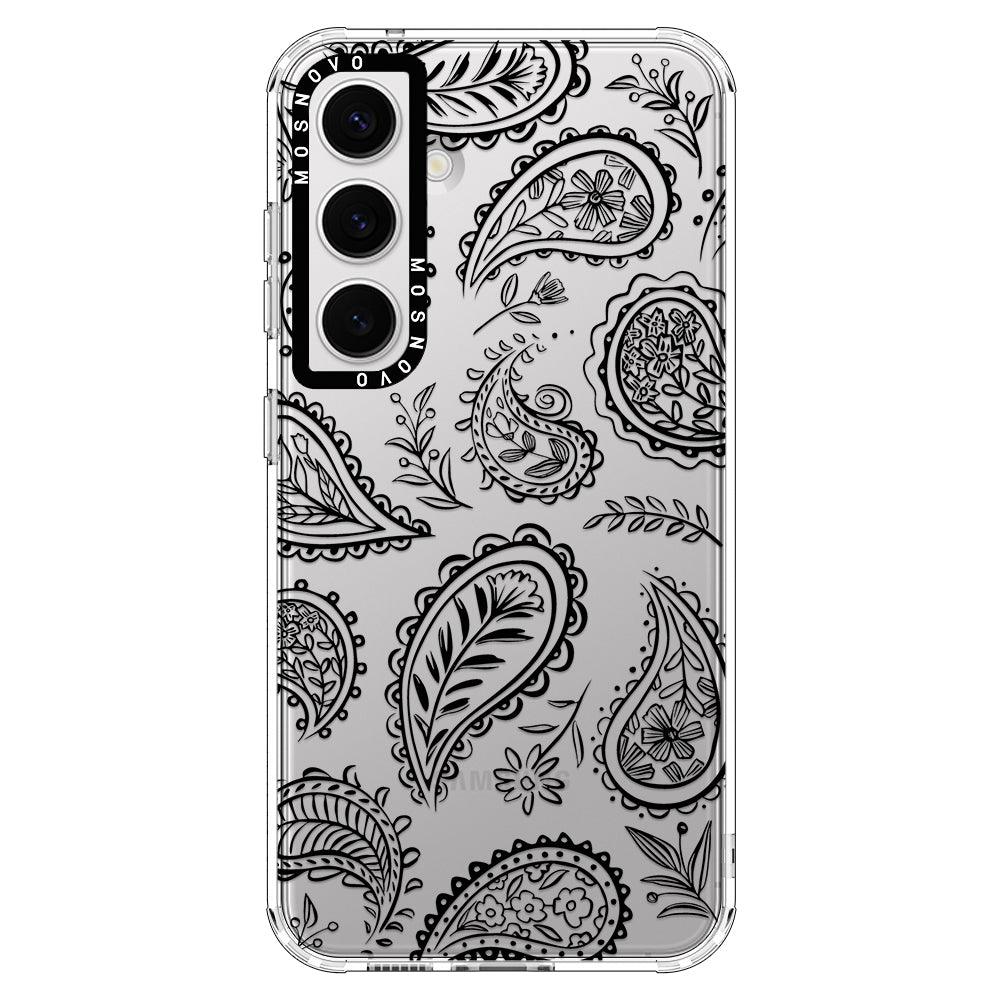 Black Paisley Phone Case - Samsung Galaxy S24 Plus Case - MOSNOVO