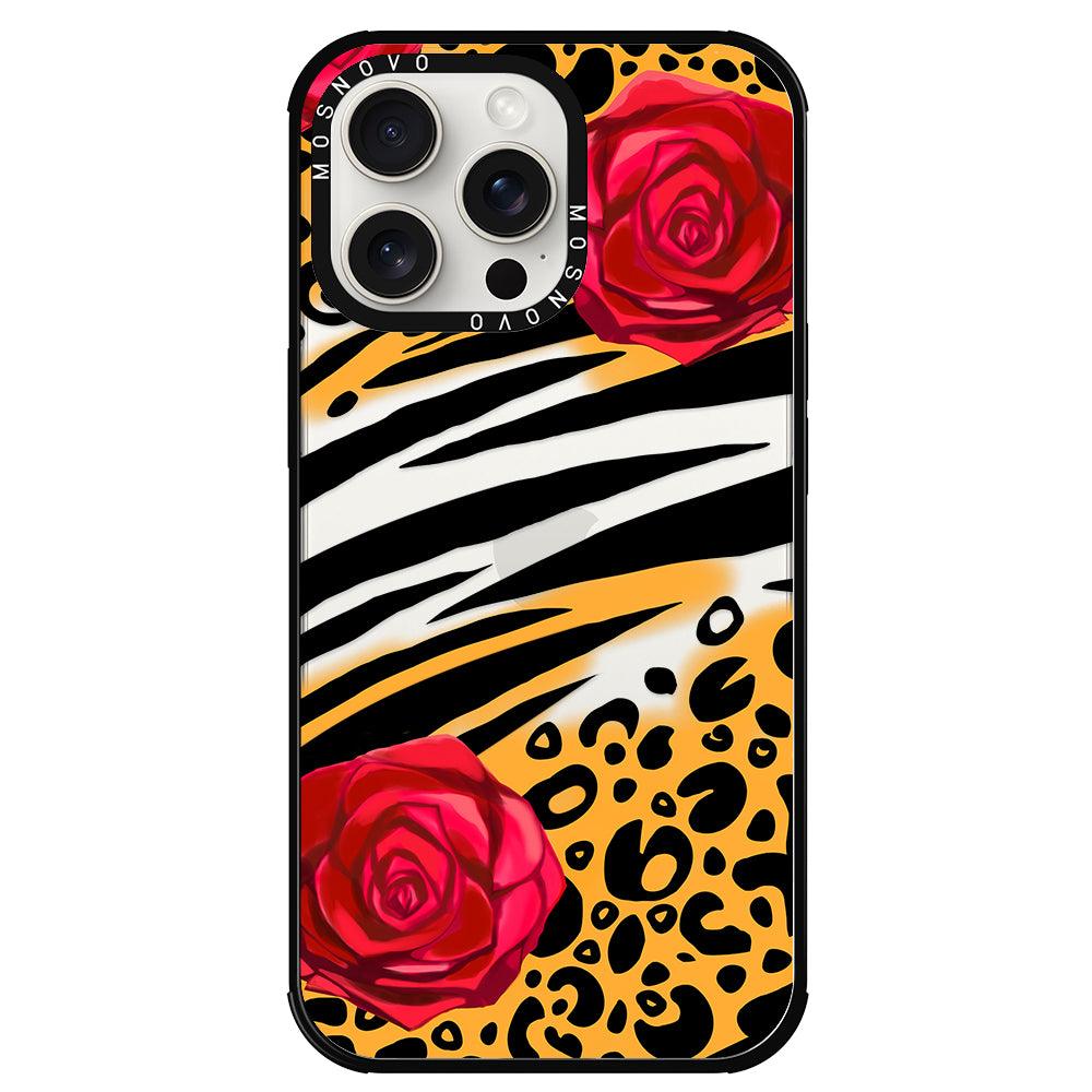 Wild Floral Leopard Phone Case - iPhone 15 Pro Max Case - MOSNOVO