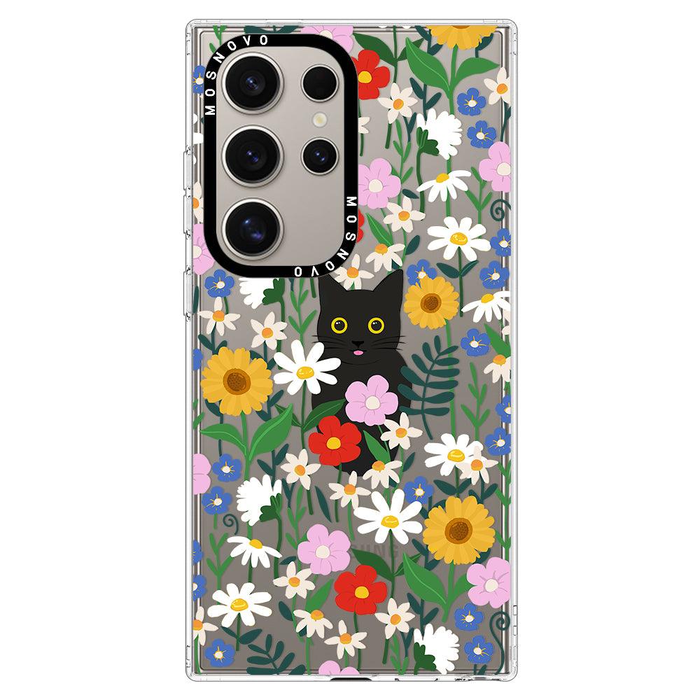 Black Cat in Garden Phone Case - Samsung Galaxy S24 Ultra Case - MOSNOVO