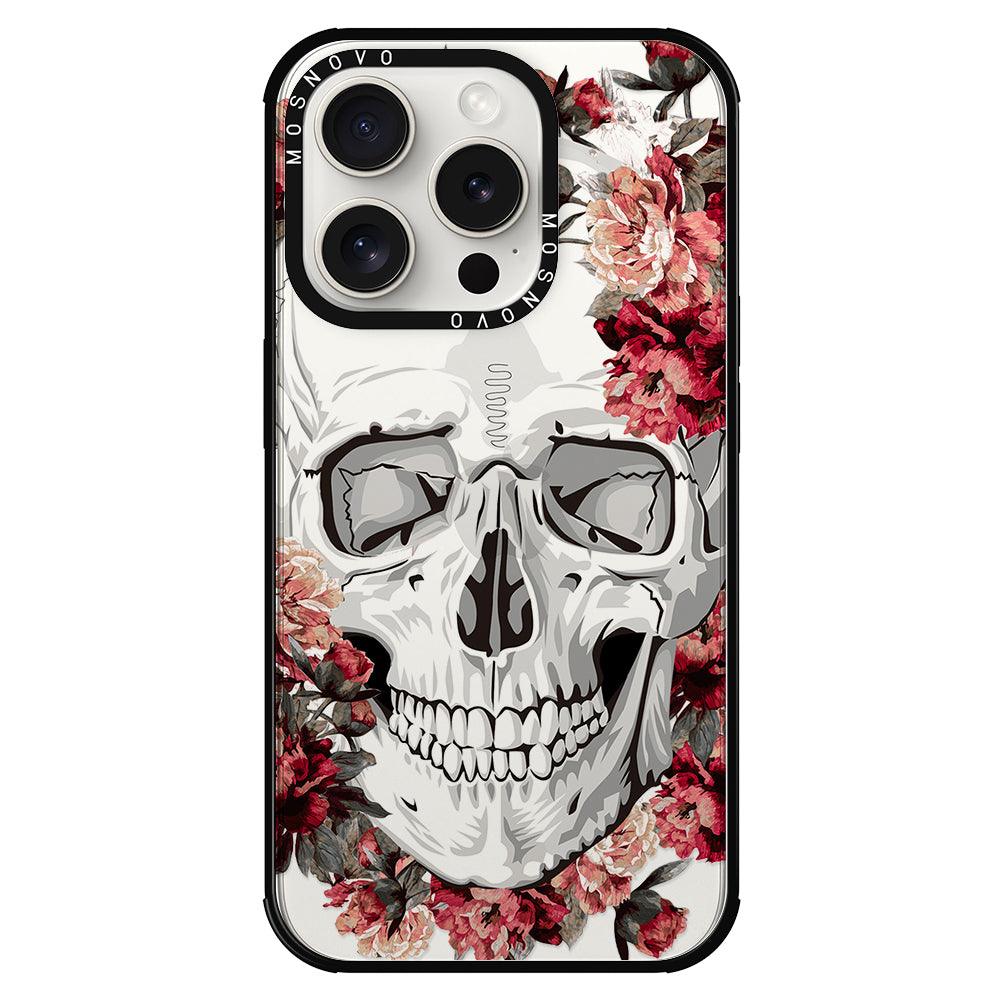 Red Flower Skull Phone Case - iPhone 15 Pro Case - MOSNOVO