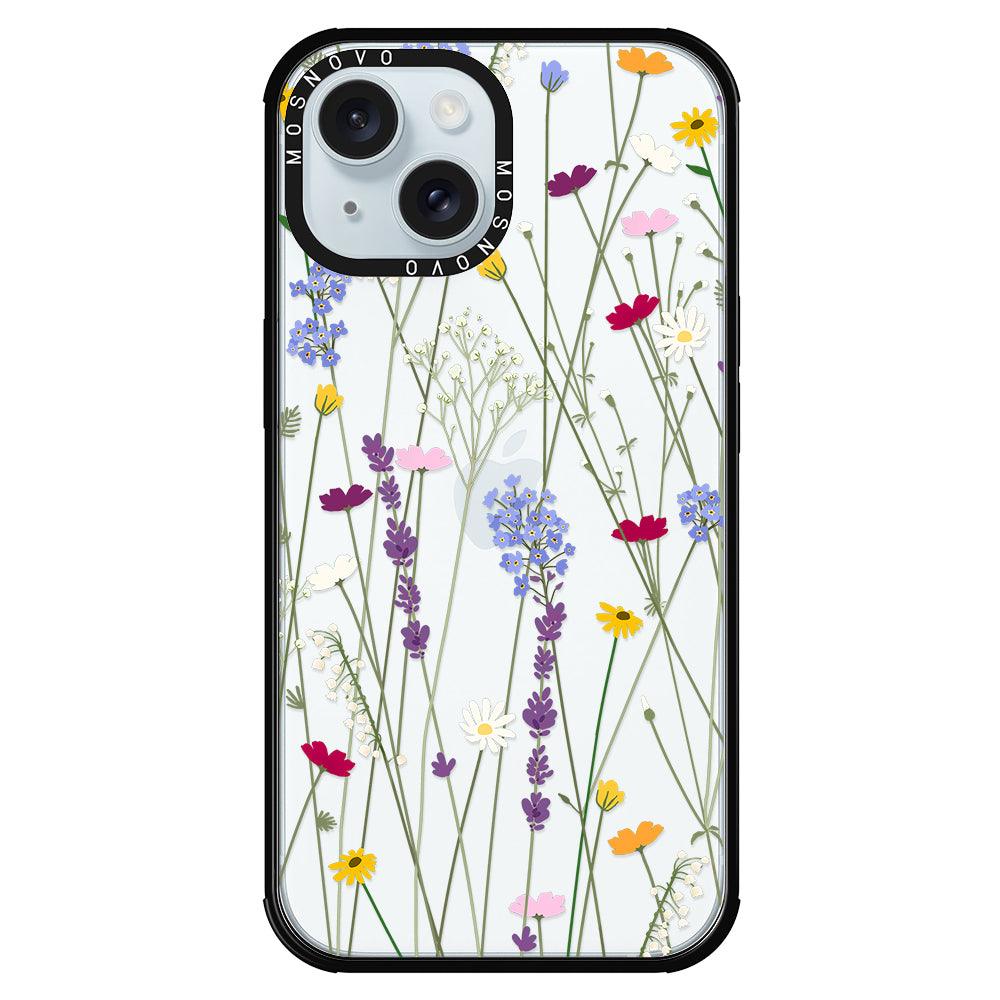 Floral Garden Lavender Daisy Flower Phone Case - iPhone 15 Case - MOSNOVO